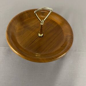 Vintage MCM VERMILLION Wood Snack Tidbit Pastry Tray Real Walnut USA 1960-70s